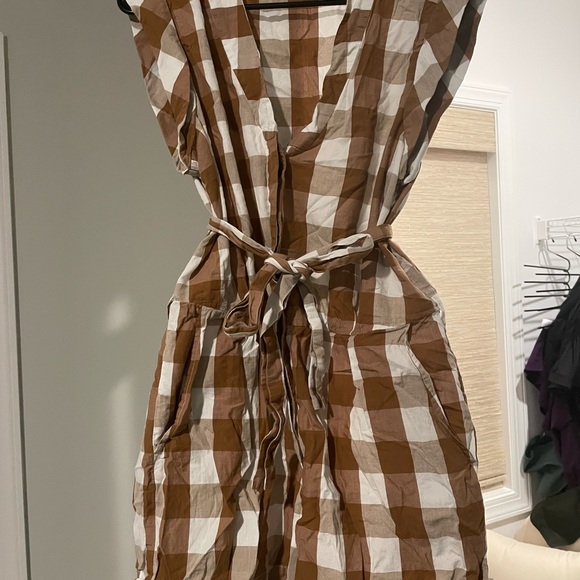 WHIT Other - WHIT Brown and White Plaid Romper